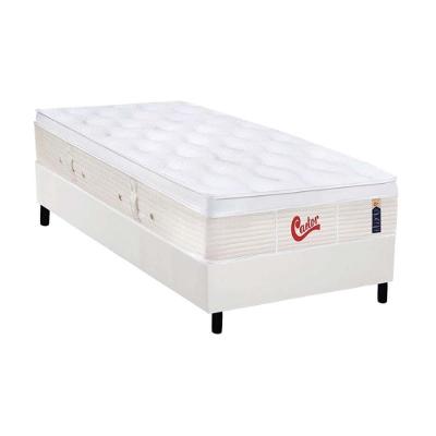 Cama Box Solteiro CRC Colchão Molas Pocket Vitagel Euro Pillow Branco Castor