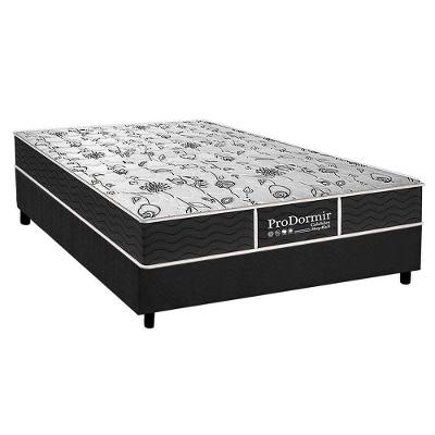 Cama Box Casal Sleep Black Pillow Top Molas Bonnel Suede Cinza Probel
