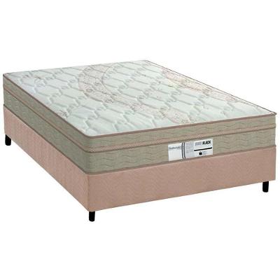 Cama Box Casal Born Black Euro Pillow Bonnel Suede Bege Probel