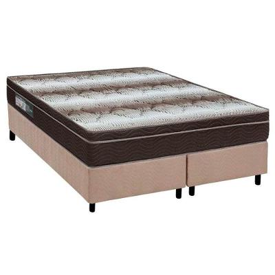 Cama Box com Colchão Queen Light Euro Pillow Espuma D28 Suede Bege Ortobom