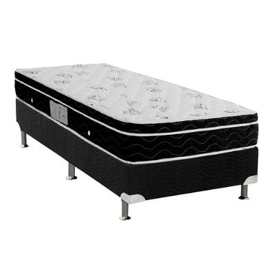 Cama Box Solteiro Physical Euro Pillow Molas Ensacadas Suede Preto Ortobom