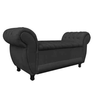 Recamier Baú Londres 120CM Suede com Estrutura MDF Preto D'Rossi