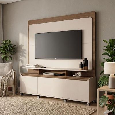 Estante para TV Mabel H01 2 Portas MDF 180CM Off White e Castanho D'Rossi