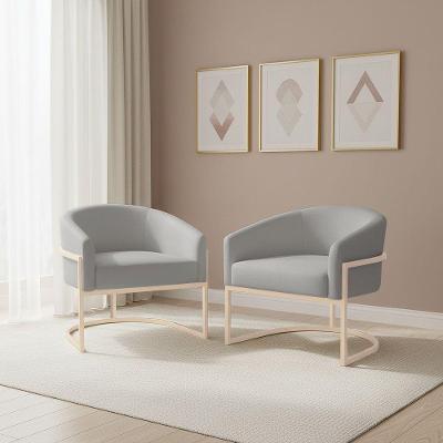 Kit 2 Poltronas Arielle Industrial Couro Sintético Cinza D'Rossi