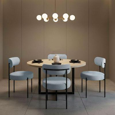 Cadeiras de Jantar Margara MDF e Aço Bouclê Azul D'Rossi Kit 4