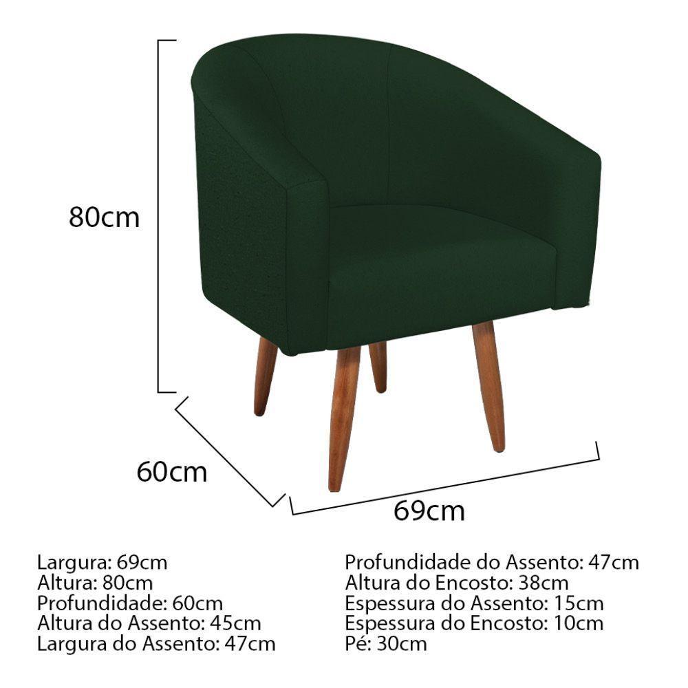 Kit Diva Recamier Heitor 185Cm Lado Esquerdo E 02 Poltronas Luiza Suede - Doce Sonho Móveis Verde - 2
