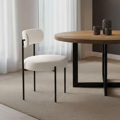 Cadeira de Jantar Margara Estrutura MDF e Aço Bouclê Ted Bege D'Rossi