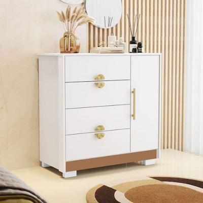 Cômoda Rubi V01 4 Gavetas MDF-MDP Puxador Metálico Branco D'Rossi