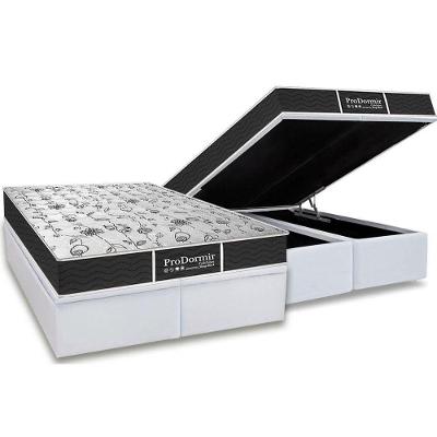Cama Box Baú King Sleep Black One Face Pillow Top Courino Branco Probel