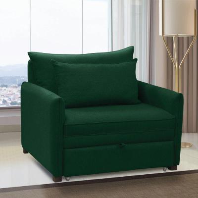 Poltrona Cama Retrátil Cloe Bouclê com Rodízios Espuma D24 Verde D'Rossi