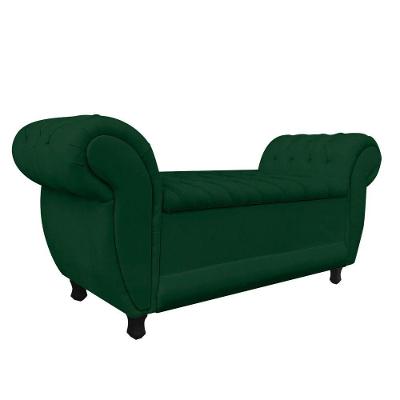 Recamier Baú Londres 120CM Casal Suede Madeira Verde D'Rossi