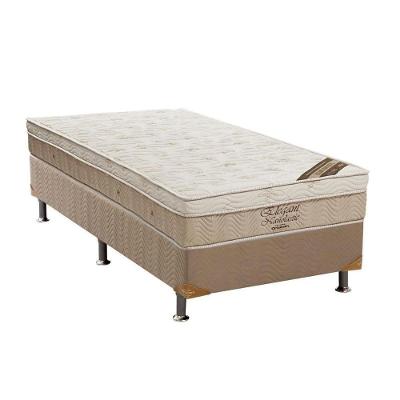 Cama Box Solteiro Molas Nanolastic Elegant Euro Pillow Suede Bege Ortobom