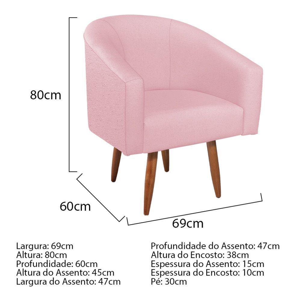 Kit Diva Recamier Heitor 185Cm Lado Esquerdo E 02 Poltronas Luiza Suede - Amarena Móveis Rosa Bebê - 2