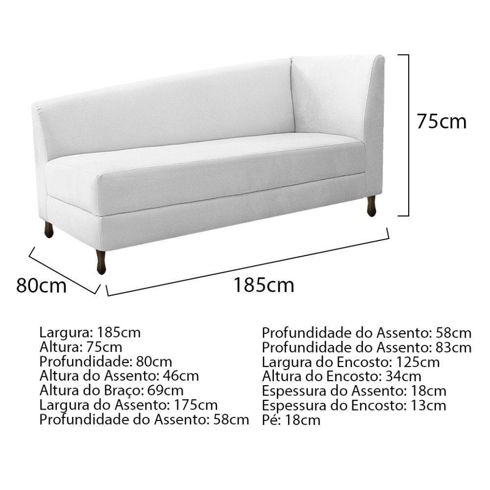 Kit Diva Recamier Heitor 185Cm Lado Esquerdo E 02 Poltronas Luiza Suede - Doce Sonho Móveis Branco - 3