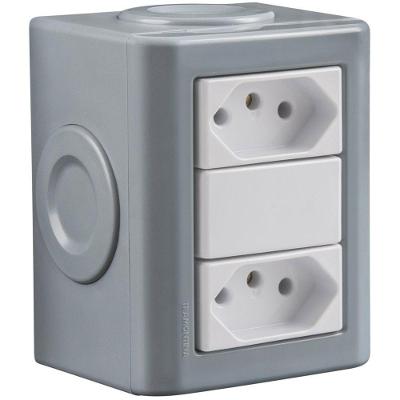 Conjunto de Tomadas Lizflex 2P+T 10A 250V Brilhante Branco Tramontina