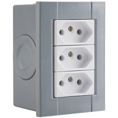 Conjunto de 3 Tomadas 2P+T Liz 20A 250V Branco Tramontina