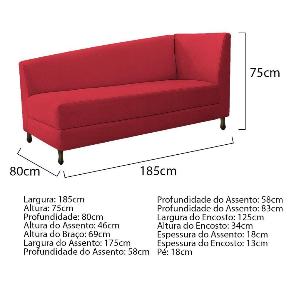 Kit Diva Recamier Heitor 185Cm Lado Esquerdo E 02 Poltronas Luiza Suede - Doce Sonho Móveis Vermelho - 3
