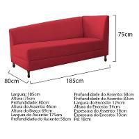 Kit Diva Recamier Heitor 185Cm Lado Esquerdo E 02 Poltronas Luiza Suede - Doce Sonho Móveis Vermelho - 3
