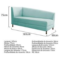 Kit Diva Recamier Heitor 185Cm Lado Direito E 02 Poltronas Luiza Suede - Amarena Móveis Azul Tiffany - 6