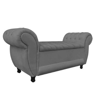 Recamier Baú Londres 120CM Suede Madeira Grafite MV Estofados