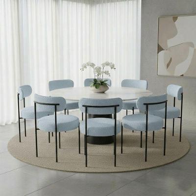 Kit 8 Cadeiras de Jantar Margara MDF e Aço Bouclê Ted Azul D'Rossi