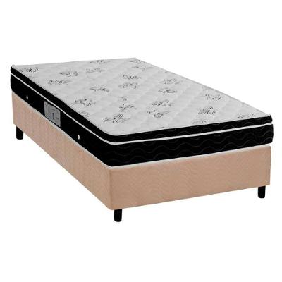 Cama Box Solteiro Physical Euro Pillow Molas Ensacadas Suede Bege Ortobom