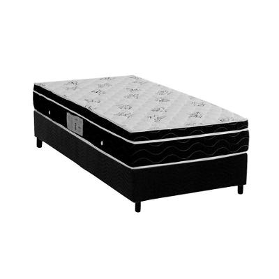 Cama Box Solteiro Physical Euro Pillow Ensacadas Suede Preto Ortobom