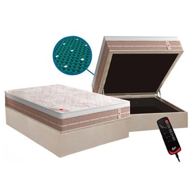Cama Box Baú Casal Corano Clean Molas Bonnel Massagem Euro Pillow Bege