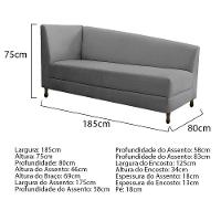 Kit Diva Recamier Heitor 185Cm Lado Direito E 02 Poltronas Luiza Suede - Amarena Móveis Cinza