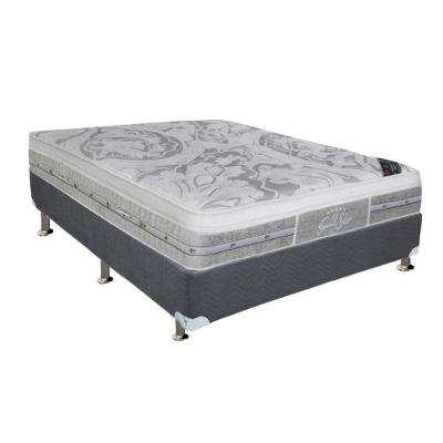 Cama Box CRC Casal Molas Pocket Látex Plush Duoface Euro Pillow Cinza Castor