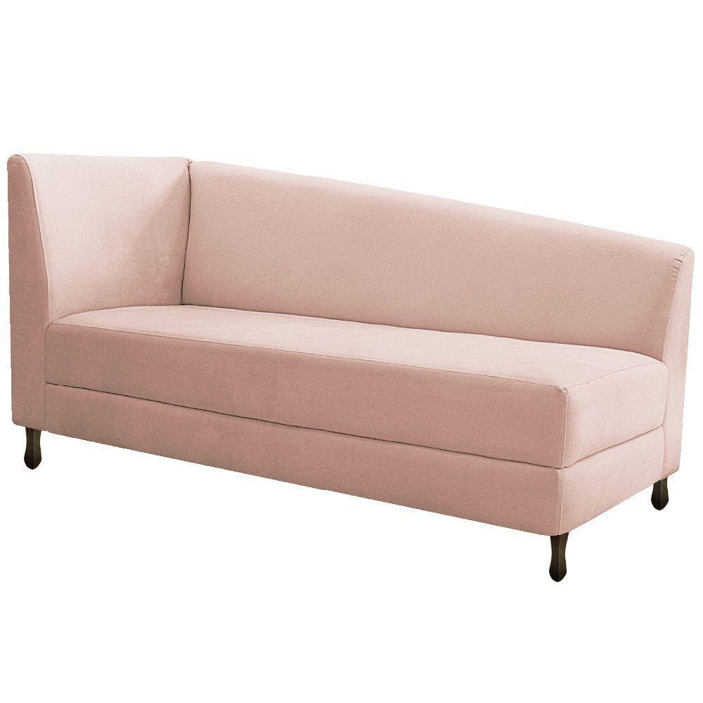 Kit Diva Recamier Heitor 185Cm Lado Direito E 02 Poltronas Luiza Suede - Amarena Móveis Rosê - 5