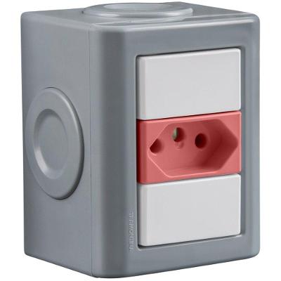 Tomada Lizflex 1-Gang 2P+E 20A 250V Brilhante Vermelha Tramontina