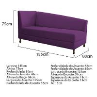 Kit Diva Recamier Heitor 185Cm Lado Direito E 02 Poltronas Luiza Suede - Amarena Móveis Roxo - 3