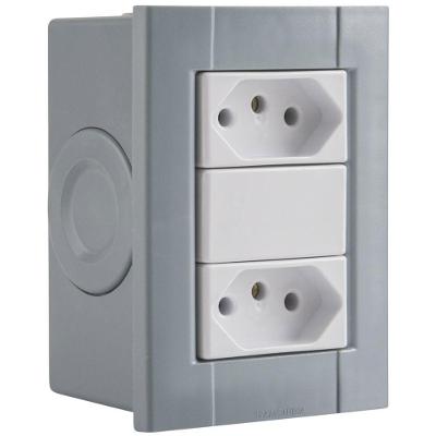 Conjunto de 2 Tomadas 2P+T Liz 10A 250V Brilhante Branco Tramontina