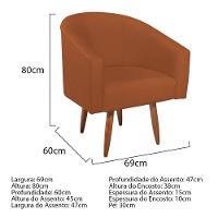 Kit Diva Recamier Heitor 185Cm Lado Direito E 02 Poltronas Luiza Suede - Amarena Móveis Terracota - 2