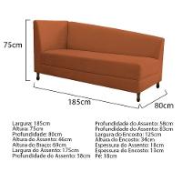 Kit Diva Recamier Heitor 185Cm Lado Direito E 02 Poltronas Luiza Suede - Amarena Móveis Terracota - 8