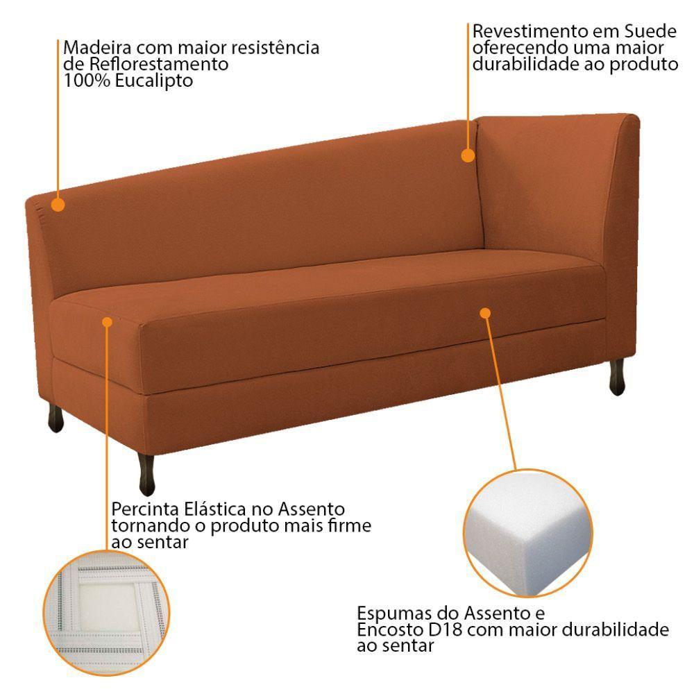 Kit Diva Recamier Heitor 160Cm Lado Esquerdo E 02 Poltronas Luiza Suede - Amarena Móveis Terracota - 3
