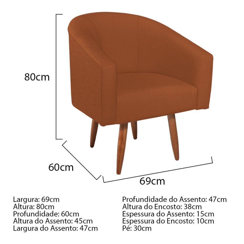 Kit Diva Recamier Heitor 160Cm Lado Esquerdo E 02 Poltronas Luiza Suede - Amarena Móveis Terracota - 4