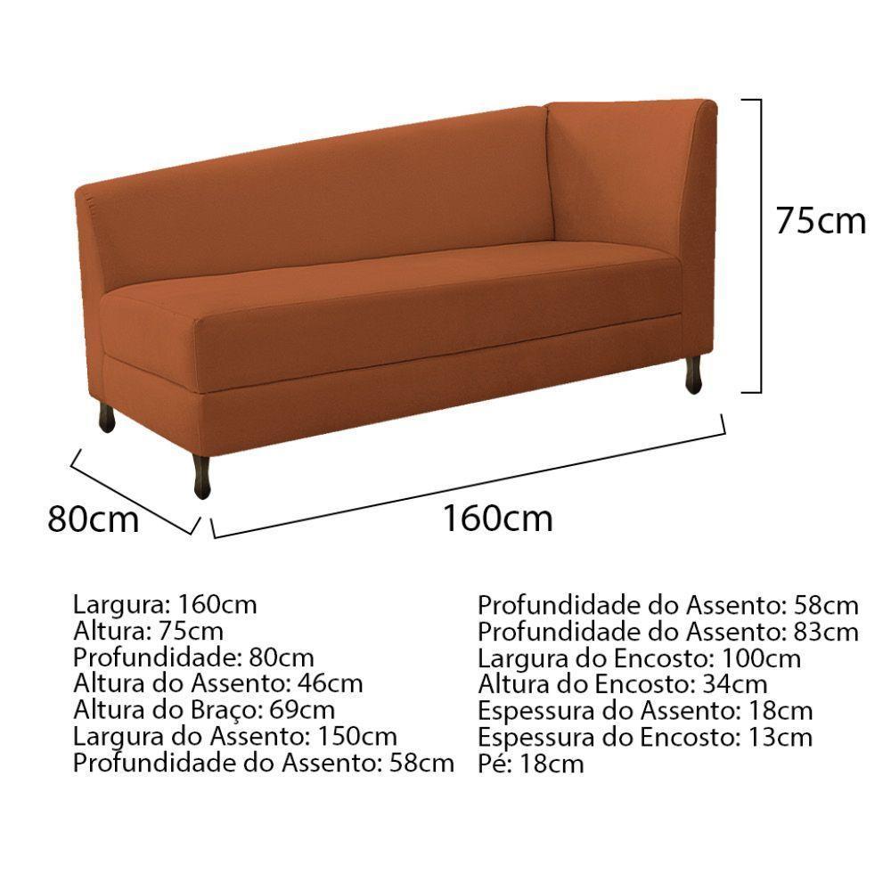 Kit Diva Recamier Heitor 160Cm Lado Esquerdo E 02 Poltronas Luiza Suede - Amarena Móveis Terracota - 5