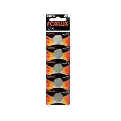 Bateria de Lítio Foxlux CR2016 3V com 5 Unidades