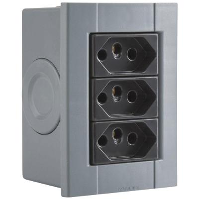 Conjunto de 3 Tomadas 2P+T Liz Branco 10A 250V Tramontina