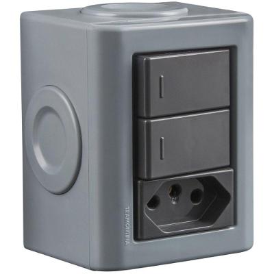 Conjunto de 3 Tomadas 2P+T Liz 20A 250V Brilhante Branco Tramontina