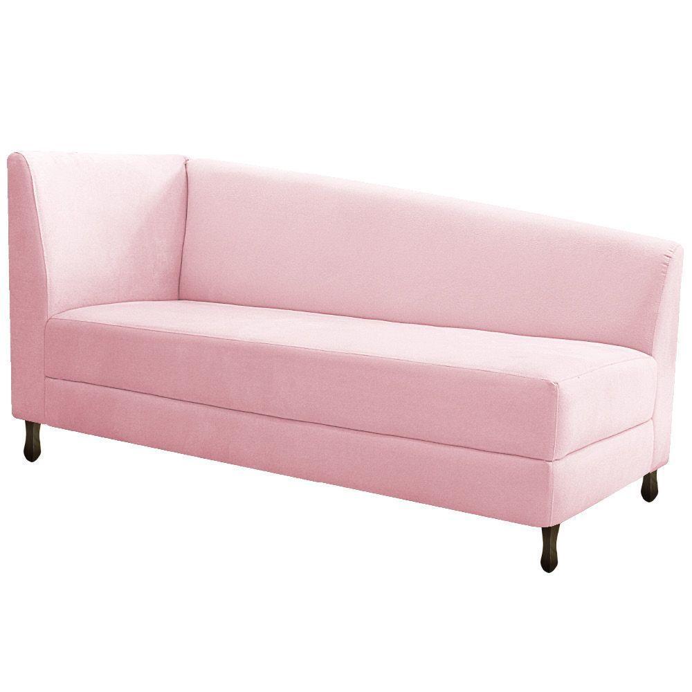 Kit Diva Recamier Heitor 185Cm Lado Direito E 02 Poltronas Luiza Suede - Amarena Móveis Rosa Bebê - 6