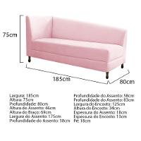Kit Diva Recamier Heitor 185Cm Lado Direito E 02 Poltronas Luiza Suede - Amarena Móveis Rosa Bebê