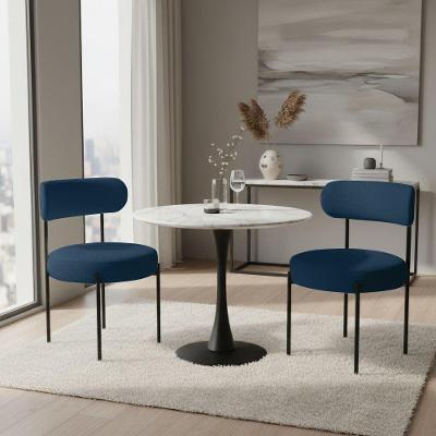 Kit 2 Cadeiras de Jantar Margara em MDF Bouclê Azul Marinho D'Rossi