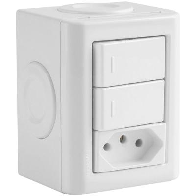 Conjunto Lizflex Branco com 2 Interruptores Simples e 1 Tomada 2P+T 10A 250V Tramontina