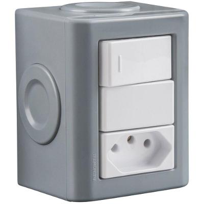 Conjunto Lizflex 1 Interruptor Simples e 1 Tomada 2P+T Branco Tramontina