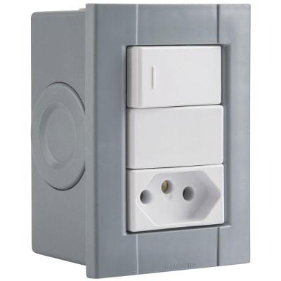 Conjunto Tramontina Liz Interruptor Simples Tomada 2P+T 20A 250V Branco