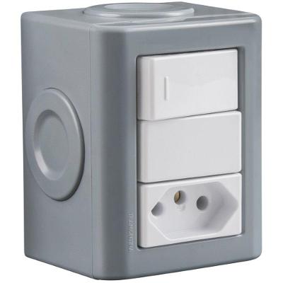 Conjunto Lizflex 1 Interruptor Simples 1 Tomada 2P+T 20A 250V Branco Tramontina
