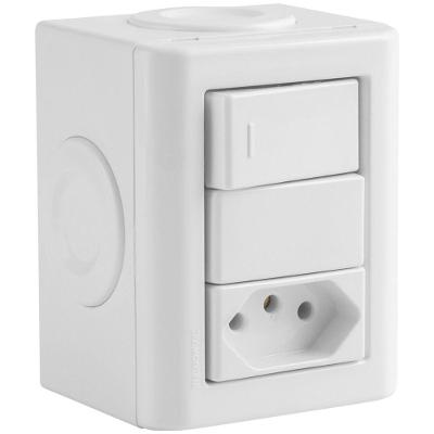 Conjunto Lizflex Branco 1 Interruptor Simples 1 Tomada 2P+T 10A 250V Tramontina